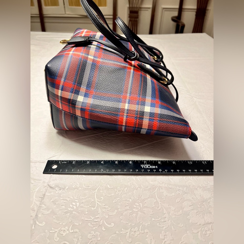Ralph Lauren Plaid Tote in Navy and Red - Picture 11 of 15